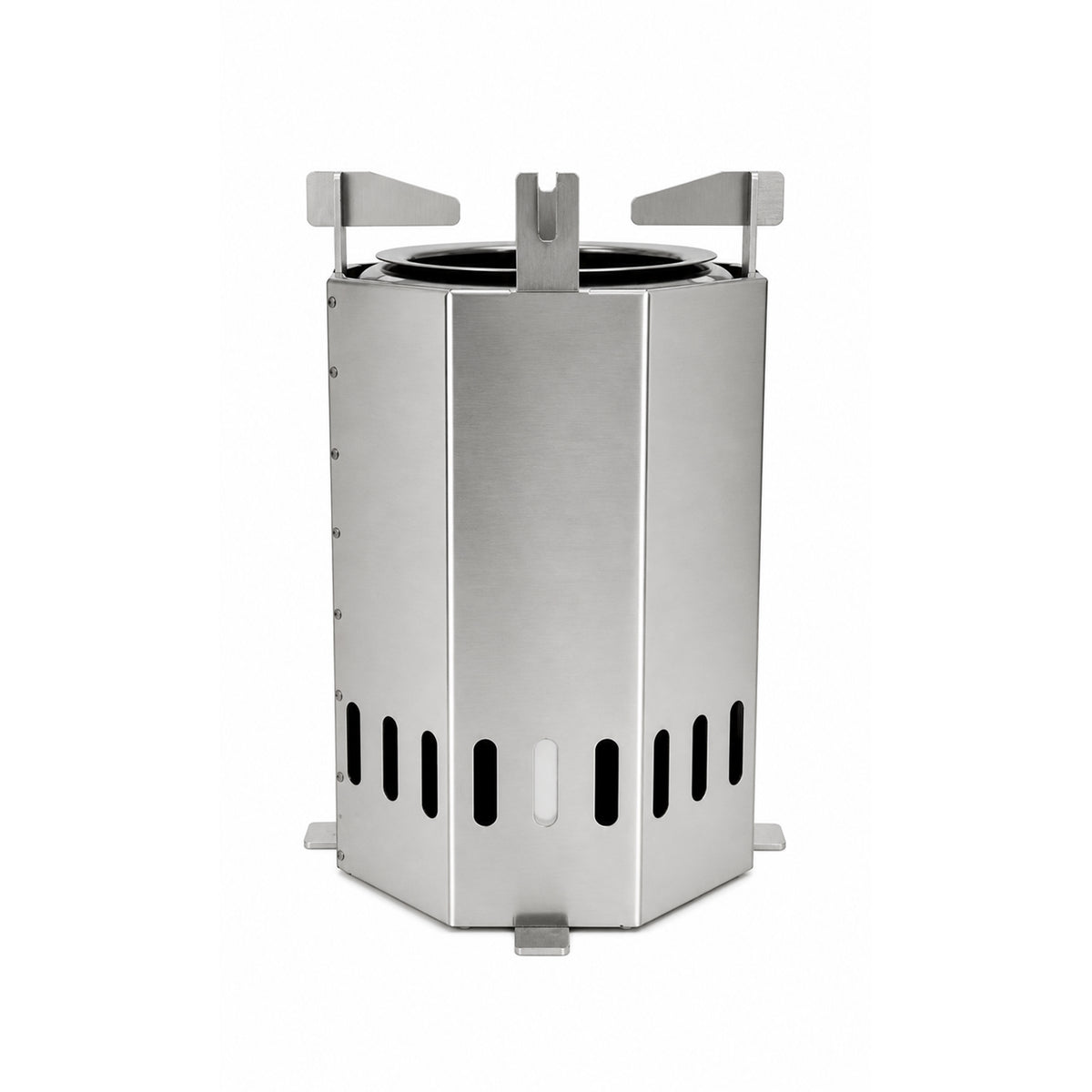 DAKSHOR Big Stove rear view of stainless-steel body and vents