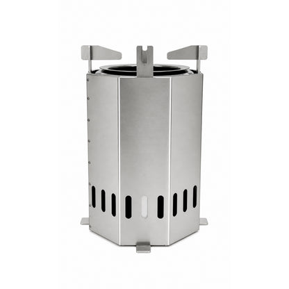 DAKSHOR Big Stove rear view of stainless-steel body and vents