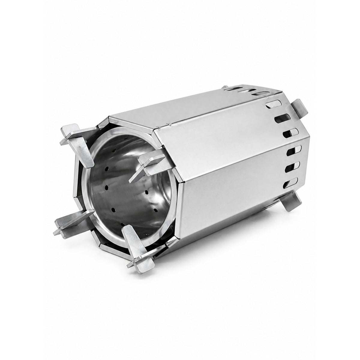 DAKSHOR Small Stove angled view of the chamber and stainless-steel body