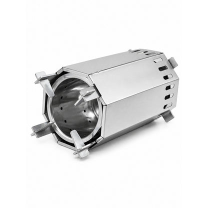 DAKSHOR Small Stove angled view of the chamber and stainless-steel body