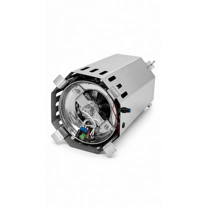 DAKSHOR Small Stove underside showing the fan motor and speed-control components